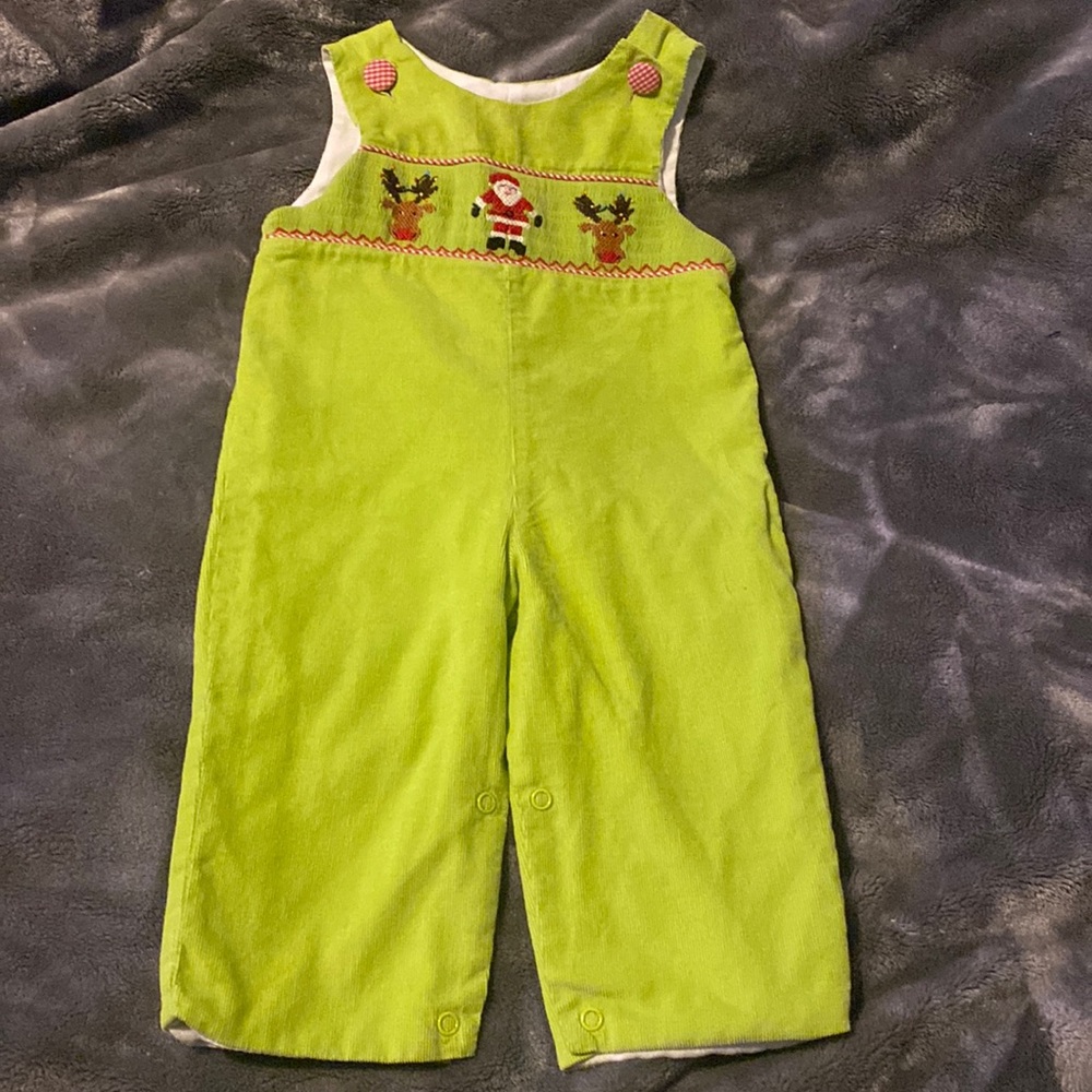 Southern Tots smocked Santa/Rudolf Christmas longall/Romper size 6m